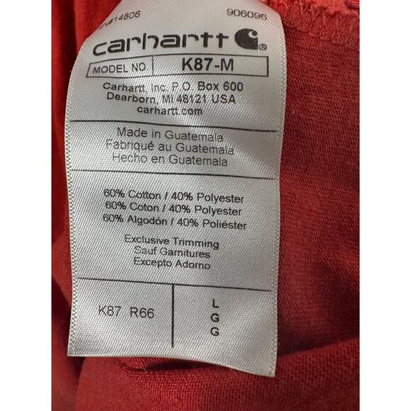 CARHARTT LOOSE FIT POCKET T-SHIRT ORANGE MENS L Cotton Poly Short Sleeve B20 - Picture 4 of 6